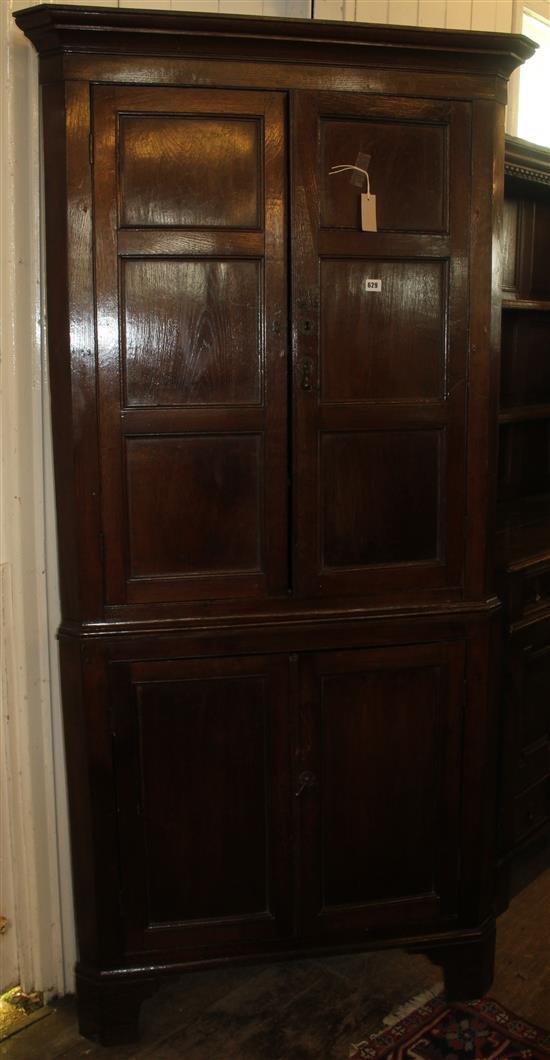 George III oak standing corner cupboard